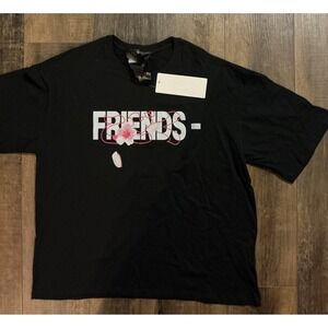 NWT Vlone FRIENDS Sakura T-shirt Black Pink Floral Graphic Large